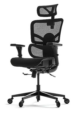 Qulomvs Mesh Ergonomic Office Chair with Footrest Home Office Desk Chair  with Headrest and Backrest 90-135 Adjustable Computer Executive Desk Chair