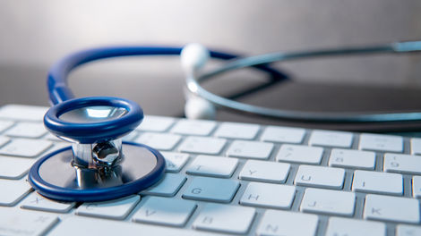 stethoscope on keyboard