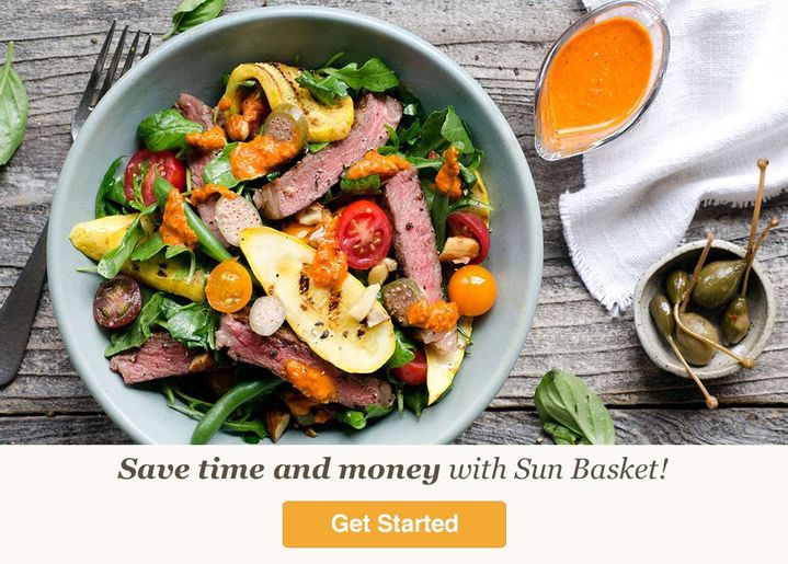 Photo from above of a Sun Basket recipe