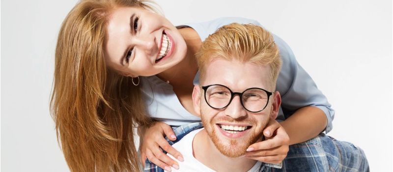 Couple smiling