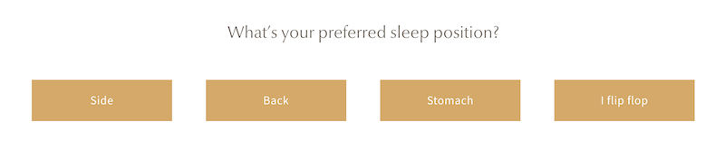 Screenshot of Saatva sleep quiz