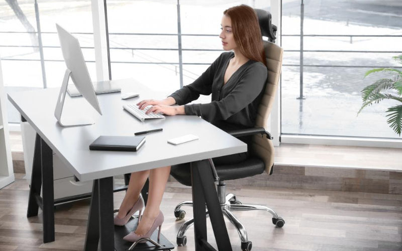 woman working at desk
