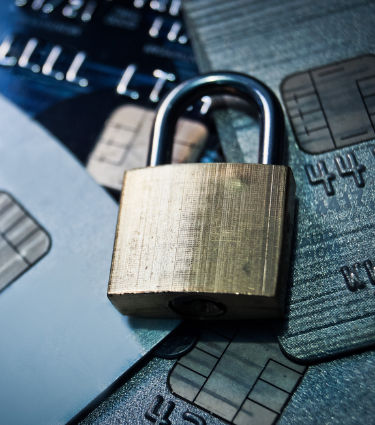 lock on top of credit cards