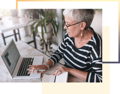 Woman sitting at laptop