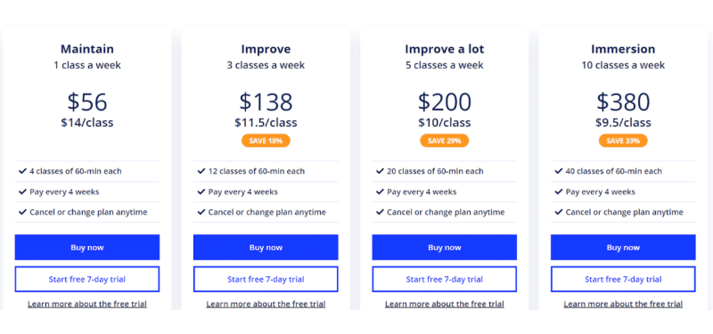 lingoda price tiers