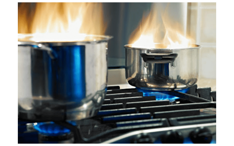 kitchen pots on gas stove